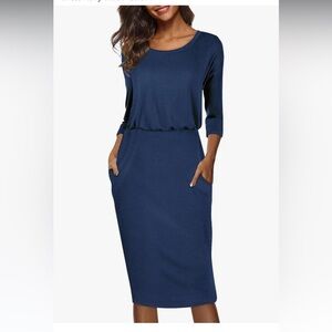 3/4 Sleeve Navy Super Soft Dress Size Large